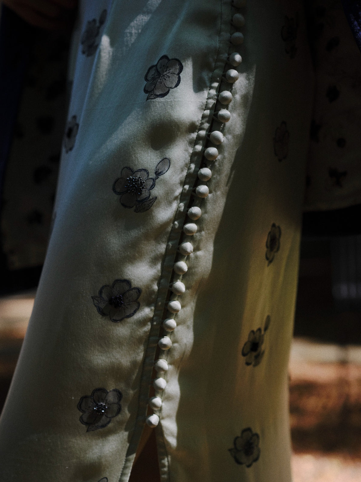 Garden in Bloom Silk Satin Mint Skirt