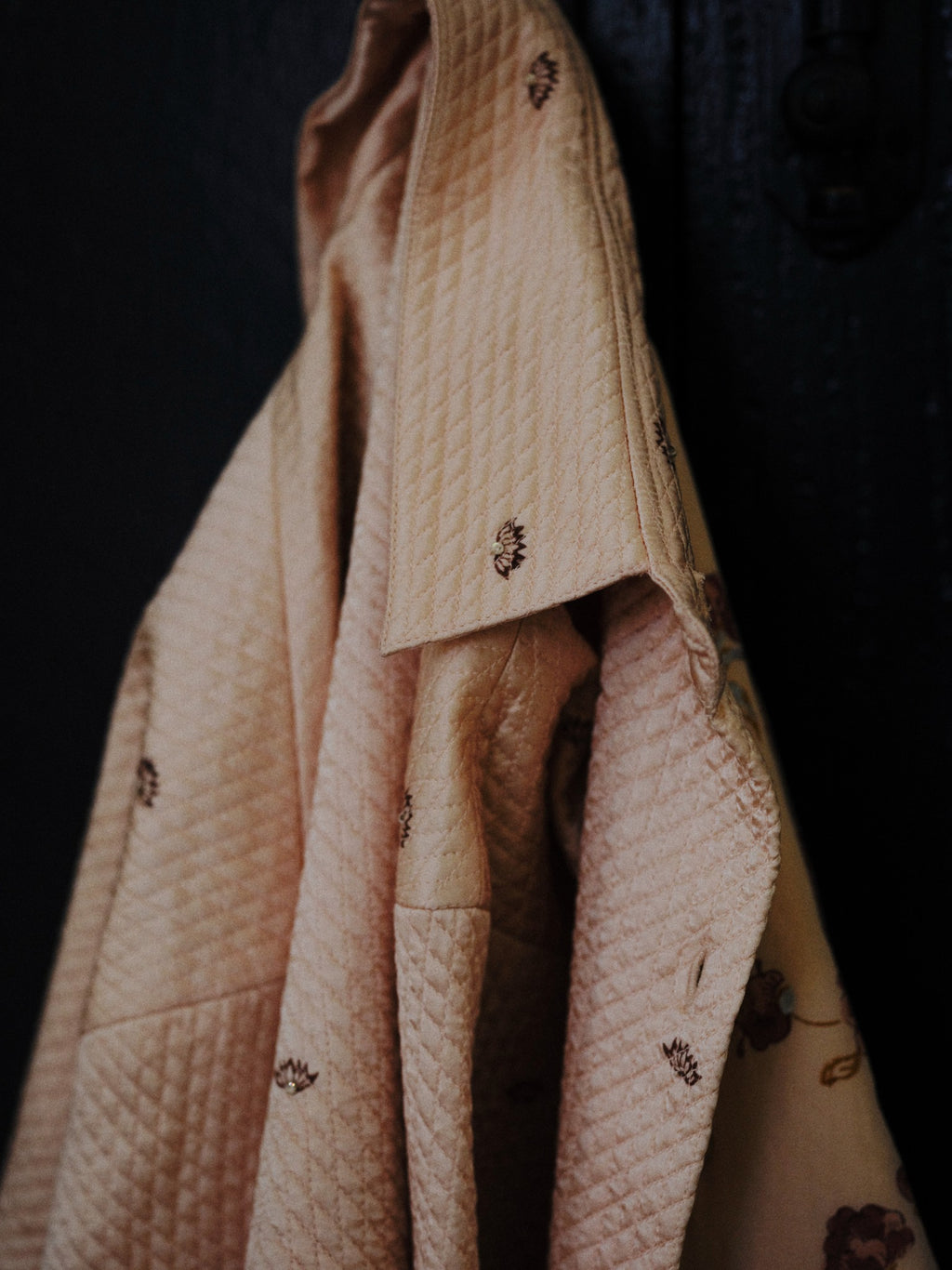 Lotus Petals Peach Slik Quilted Shirt