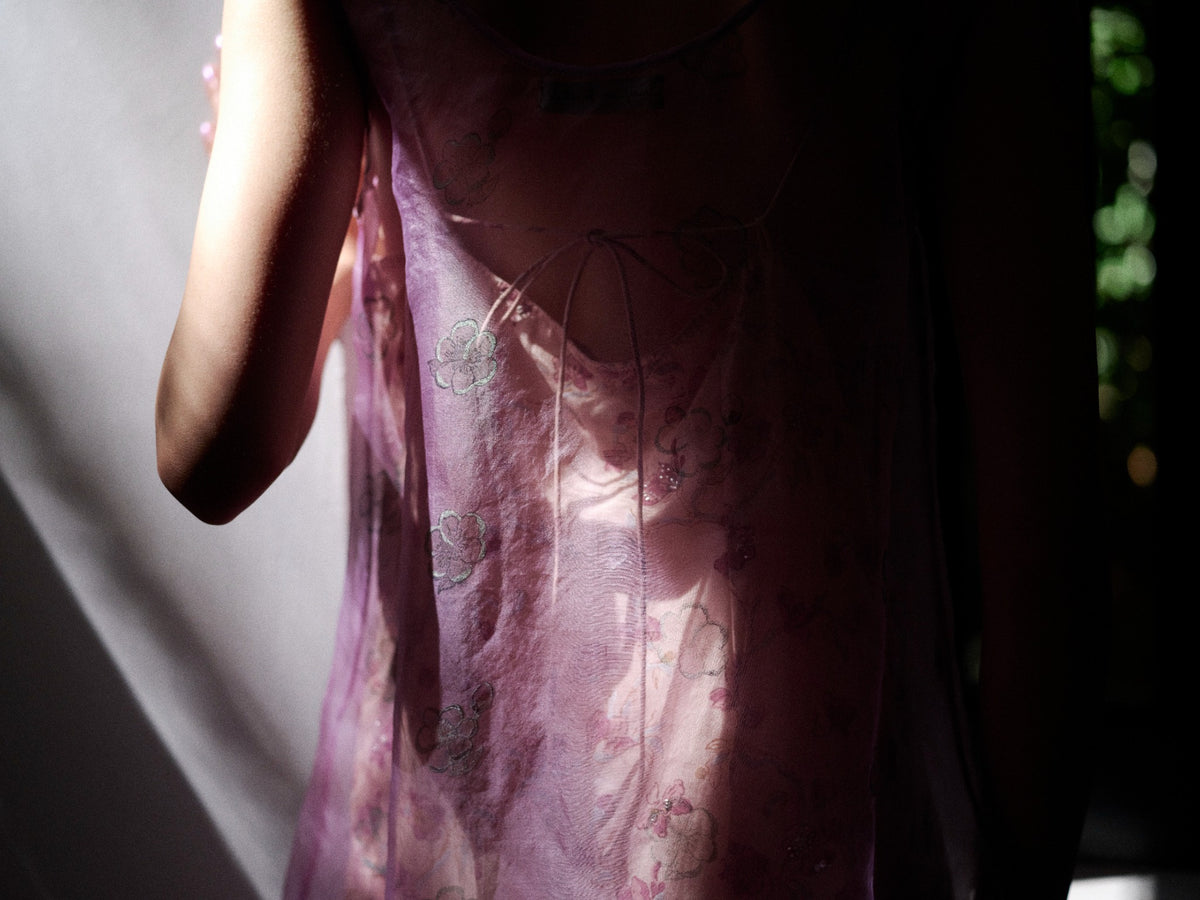 Butterflies in Bloom Silk Organza Lilac Short Dress