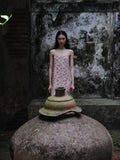 Japanese Poem Silk & Cotton Peach Dress