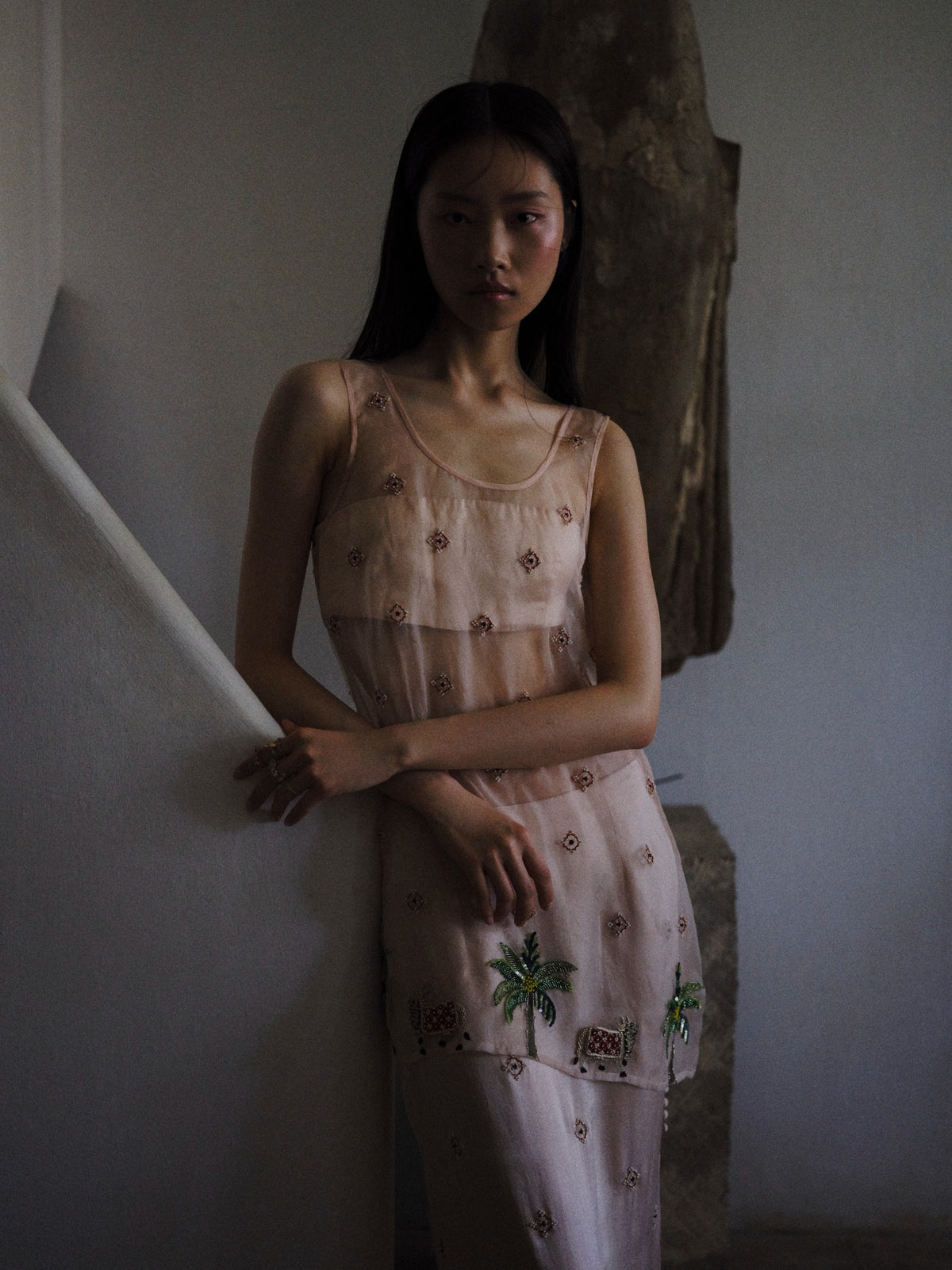 Pichwai Silk Organza Blush Short Dress