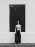 Lotus Mosaic Silk Satin Navy Pants