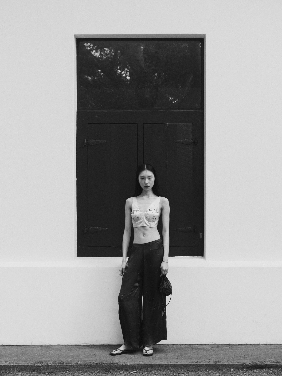 Lotus Mosaic Silk Satin Navy Pants