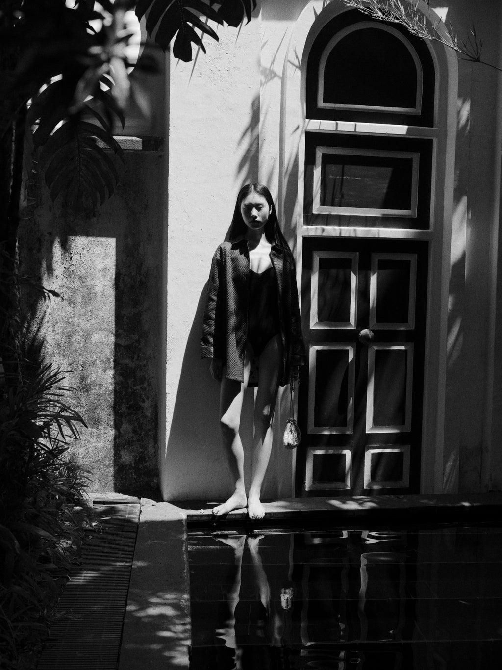Lotus Petals Navy Slik Quilted Shirt