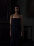 Butterfly Dance Silk & Cotton Navy Dress