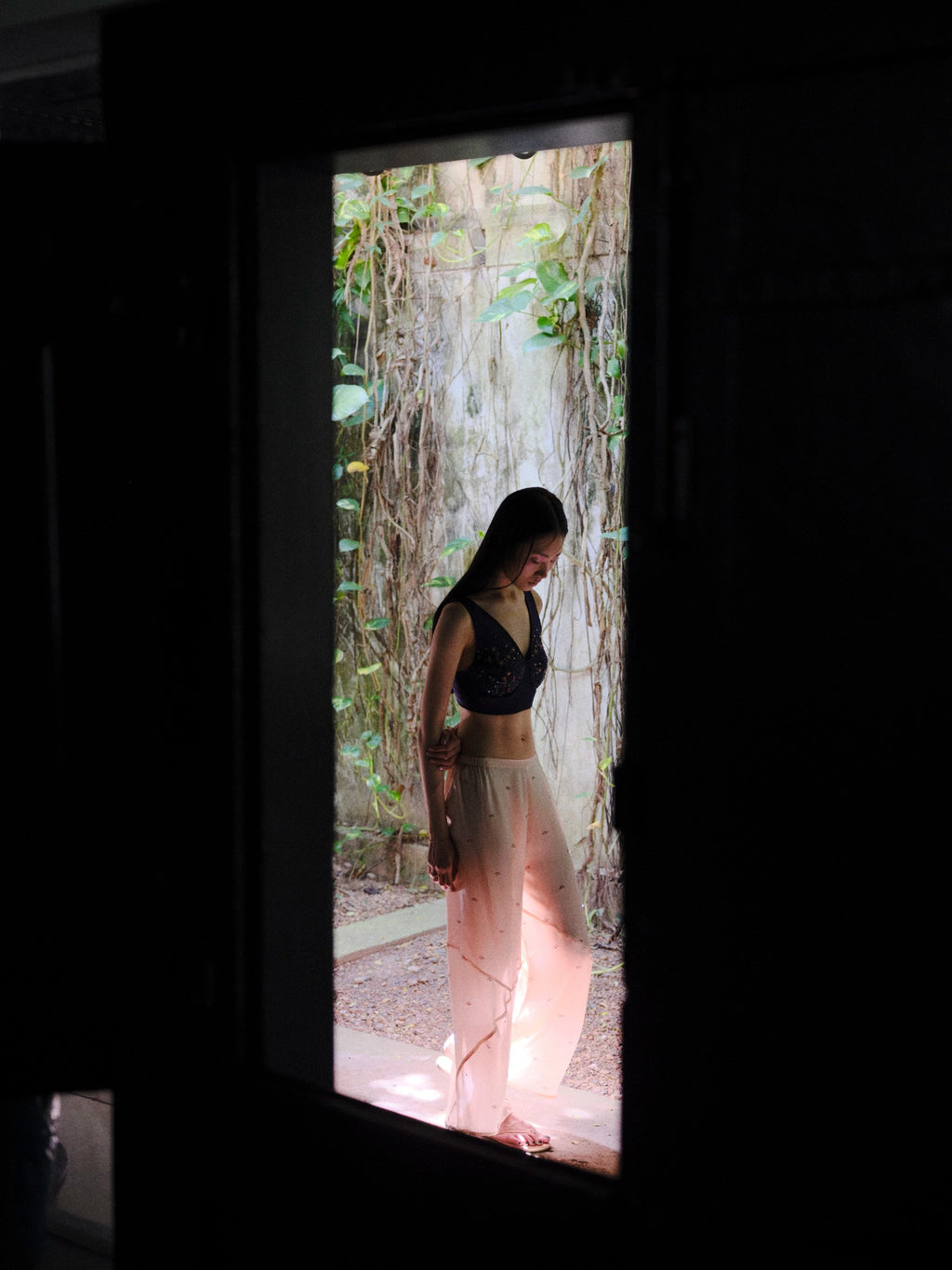 Lotus Petals Silk Satin Peach Pants