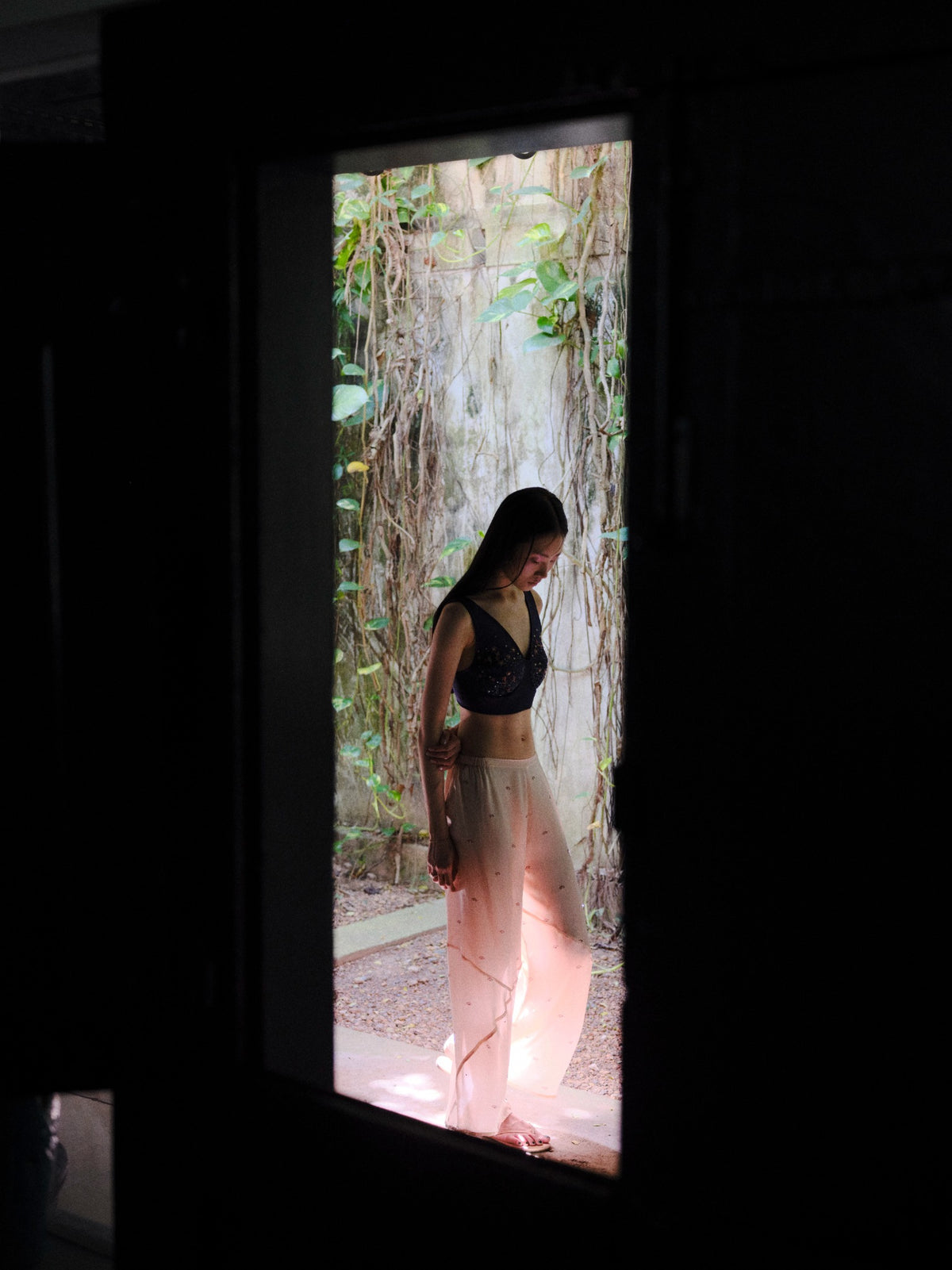 Lotus Petals Silk Satin Peach Pants