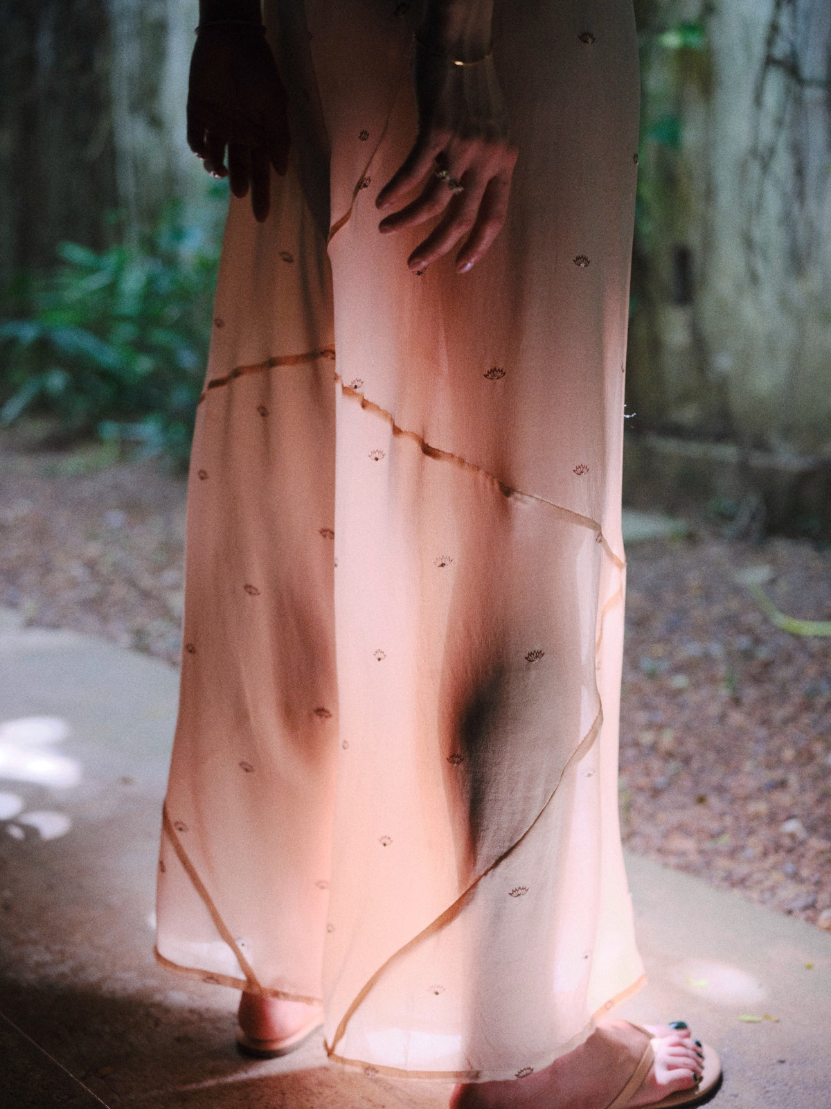 Lotus Petals Silk Satin Peach Pants