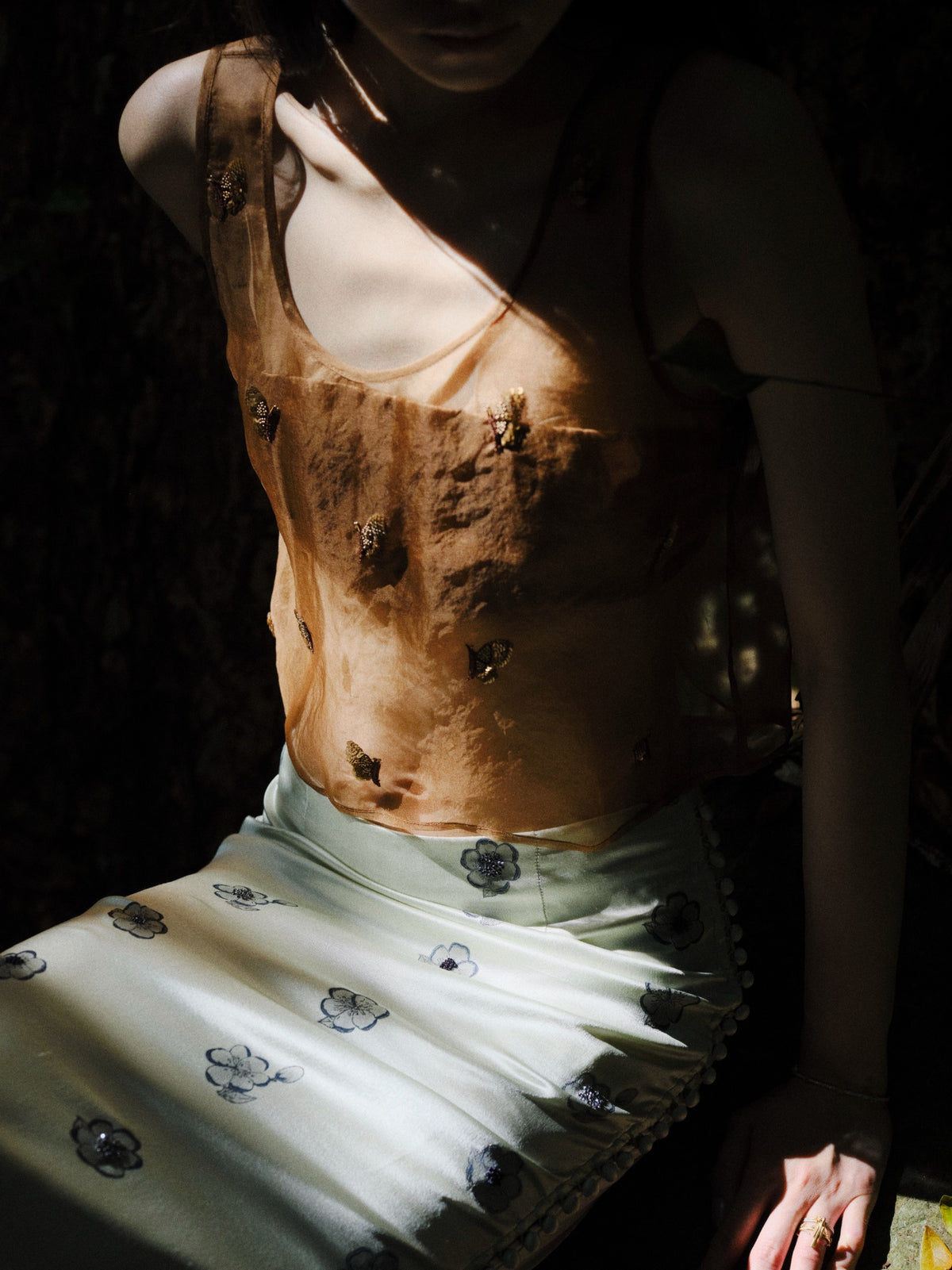 Butterfly Dance Silk Organza Bronze Top