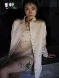 Lotus Petals Peach Slik Quilted Shirt